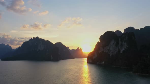 Aerial Photography Sunset In The Channel Of Island.