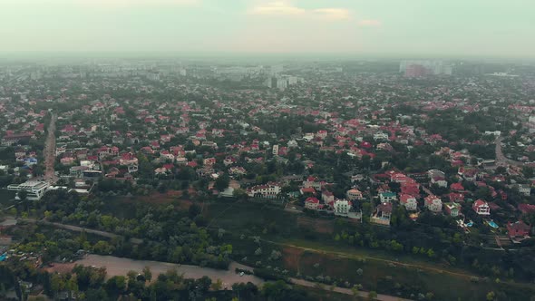 Aerial View of Dormitory Area and Coastline of Odessa City