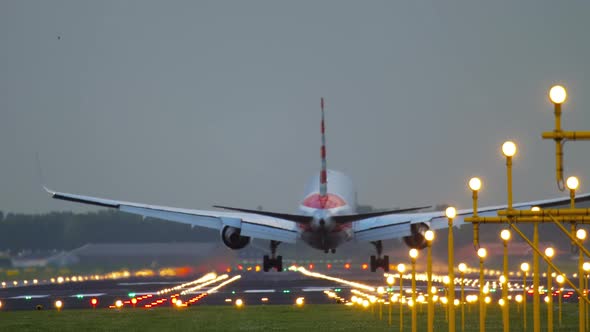 Rear View Landing Airplane