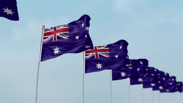 Australia  Row Of Flags 