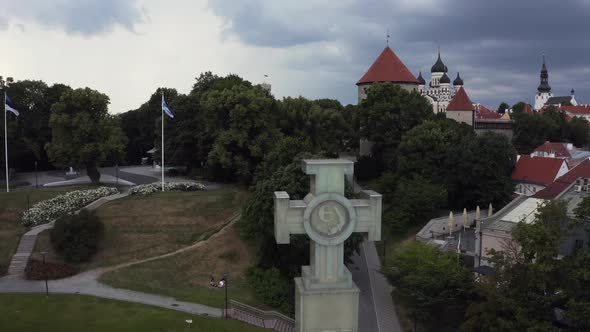 Aerial View of the Freedom Square in Tallinn Estonia