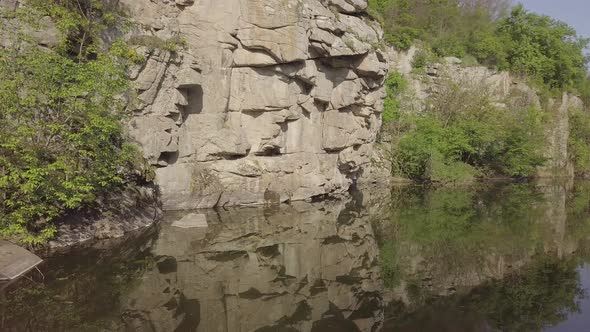 Aerial View To Granite Buky Canyon on the Hirskyi Takich River in Ukraine