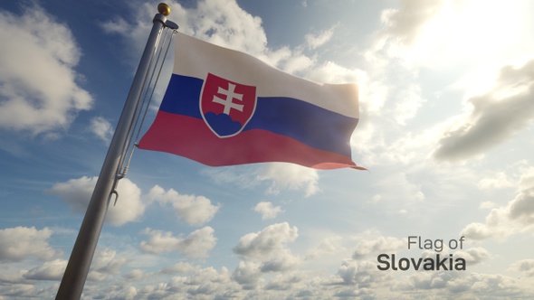 Slovakia Flag on a Flagpole