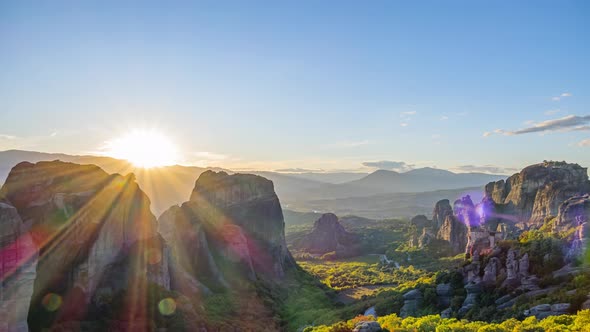 Sunset Over the Greek Rock Monastery