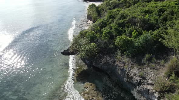 View From a Height of the Indian Ocean Near the Coast of Zanzibar Tanzania