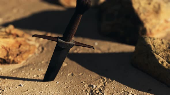 Retro Sword on Sand Beach alt