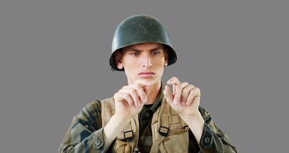 Soldier using digital screen