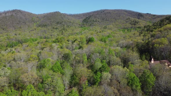 Black Mountain, NC, Asheville, NC, mountains in spring with church in shot