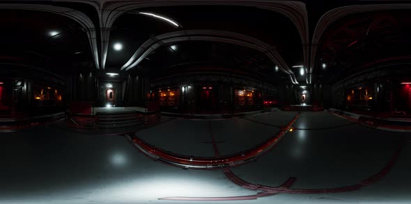 VR360 Futuristic Dark Data Center with Metal and Lights alt