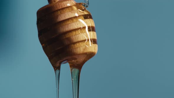 Close Up of Dripping Spoon Of Honey