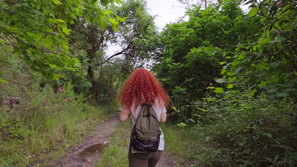 Traveler Woman Walking in Nature