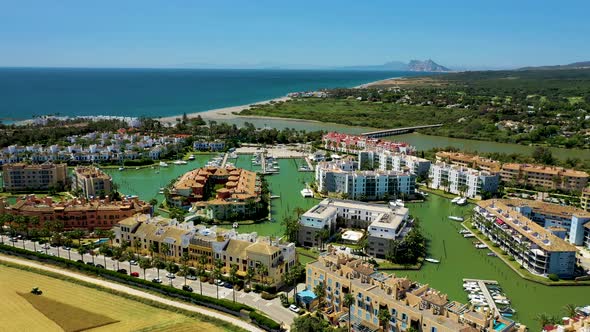 Aerial view of Sotogrande, Cadiz, Spain.