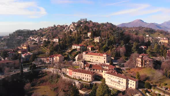 Aerial Shot of Bergamo Old Town