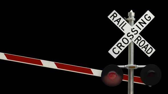 Railroad Crossing With Flashing Lights