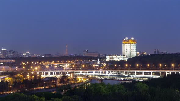 Evening View of the Academy of Sciences and the Shukhov Tower From the Observation Deck on the