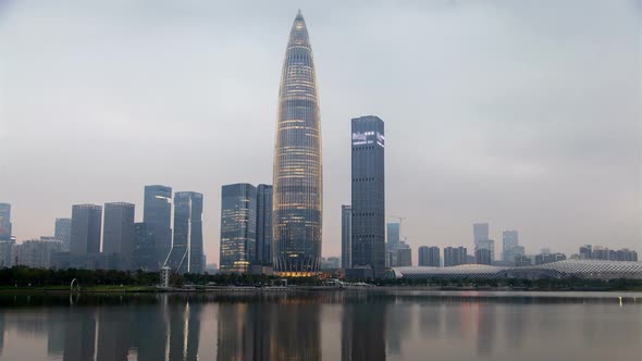 Timelapse Famous Shenzhen Skyscrapers of Nanshan District