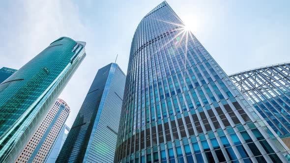 Time lapse of Skyscraper in Shanghai city