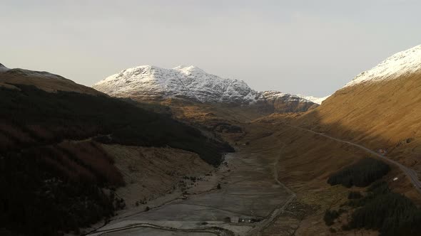 Aerial View of a Beautiful Scottish Valley in the Highlands