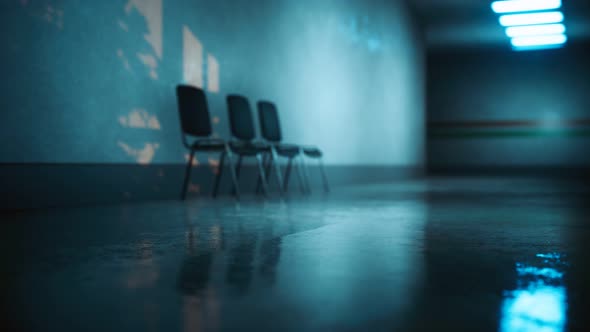 Empty Dark Hospital Laboratory Corridor alt