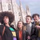Group of friends tourist taking selfie in front of Milan cathedral - VideoHive Item for Sale