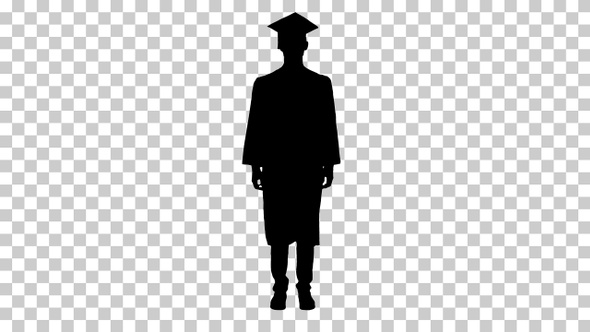 Silhouette man with graduation gown, Alpha Channel
