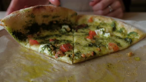 freshly made pizza in a pizzeria