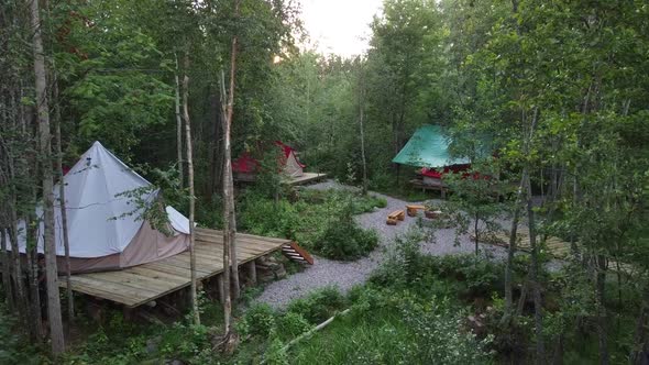 Drone Video of Glamping in the Forest