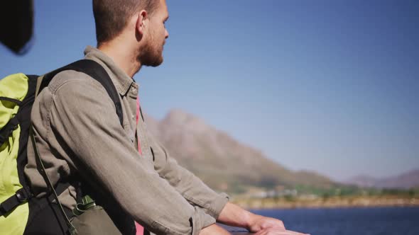 Caucasian man enjoying the landscape