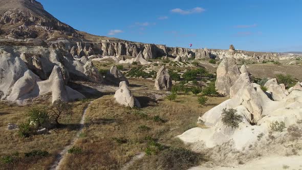 Hoodoos, Fairy Chimneys and Sedimentary Volcanic Rock Formations in Eroded Stone Valley