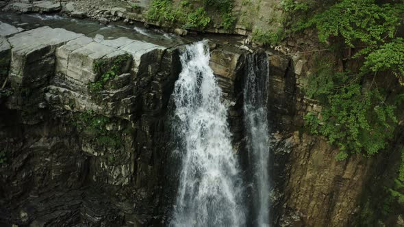Waterfall on the Mountain River Carpathians