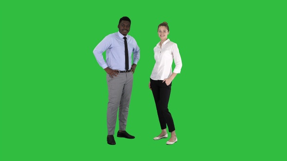Successful businesspeople business team posing on a Green
