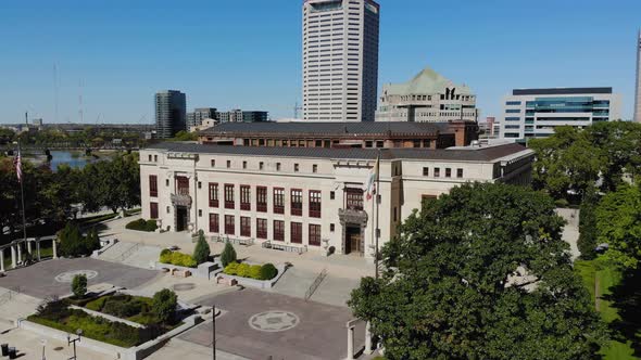 Columbus Ohio City Hall in downtown Columbus, Ohio - aerial drone footage