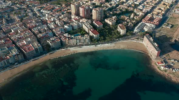 Aerial View. A Beautiful Flight Over the Coast of Torrevieja on the Costa Blanca in Spain