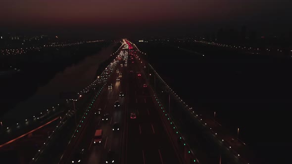 Aerial Top View of Highway Interchange on the Sunset alt