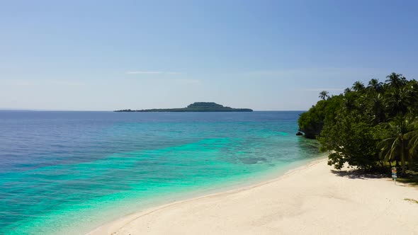 White Sand Beach and Trees. Himokilan Island, Leyte Island, Philippines