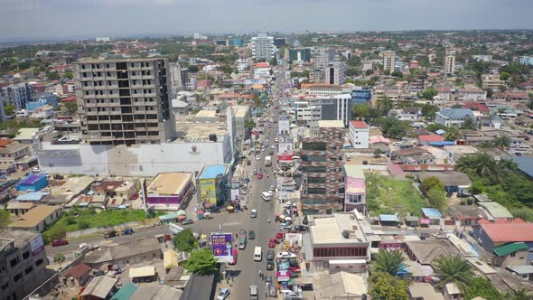 Aerial view of Oxford Street in Ghana, Osu
