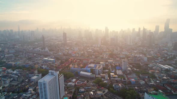 4K UHD : Bangkok thailand aerial city view drone footage over the city.