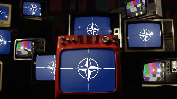 NATO flags and Retro TVs.