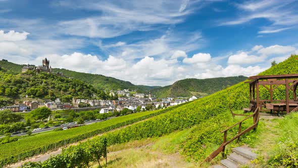 Cochem Moselle Valley Timelapse, Germany in 4K, zooming in