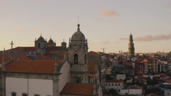 Porto in Portugal, aerial drone cityscape view 4k