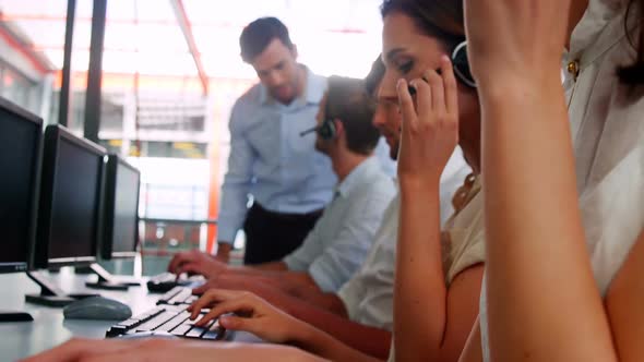 Business team working at the call centre