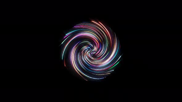 circular glowing light spot wave, colorful, on black background