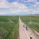 People Rides Bicycle on the Mountain Road Top View - VideoHive Item for Sale