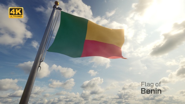 Benin Flag on a Flagpole - 4K