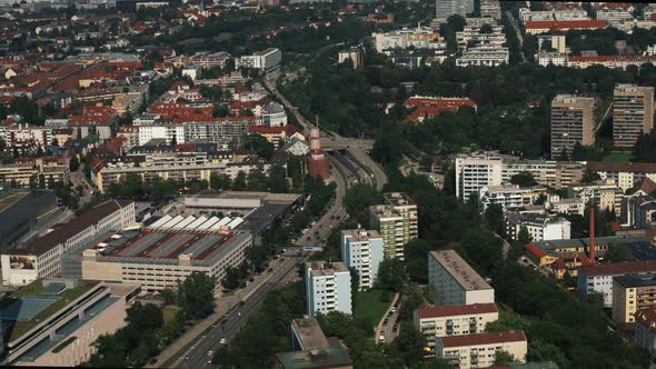 Locked Down Real Time Footage of Munich From Tv Tower Towards Olympic Park, Munich, Germany