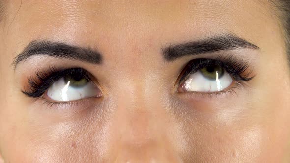 Girl Looking at the Camera with Worry. Close Up Macro Portrait