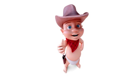 Fun 3D cartoon of a cowboy baby