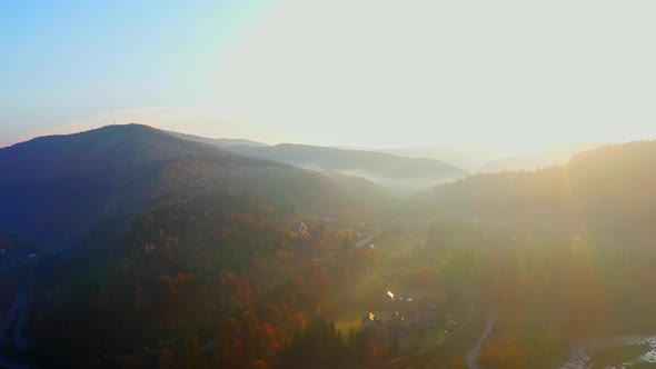 Aerial Drone Video Flying Over Carpathians Mountains, Ukraine, Europe