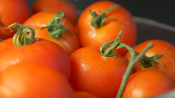 Juicy cherry tomatoes on kitchen table 4K UHD 2160p video - Cherry tomatoes 4K 3840X2160 UHD footage