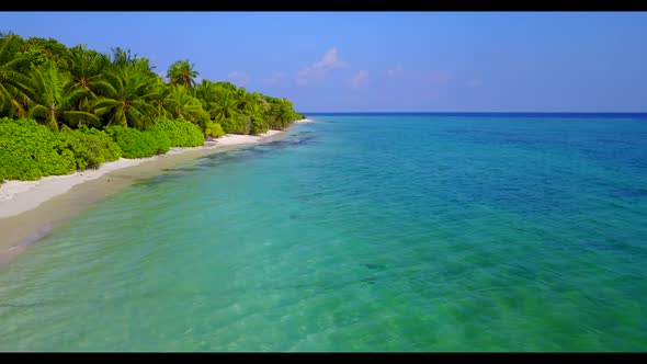 Aerial top down sky of beautiful resort beach adventure by blue lagoon with white sandy background o